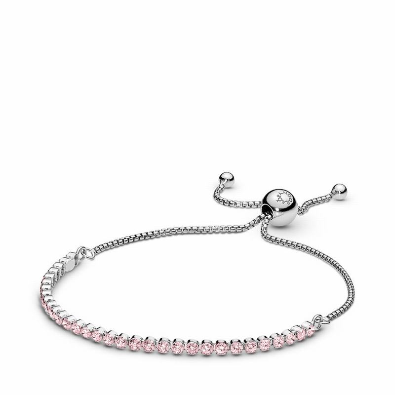 Pandora Pink Sparkling Strand Bracelet NZ, Sterling Silver (038649-GJE)